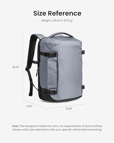 tomtoc Travel Backpack 40L, TSA Friendly Flight Approved Carry-on Luggage Hand Water-resistant Lightweight Business Rucksack, Durable Large Weekender Bag Daypack Fits 17.3 Inch Laptop
