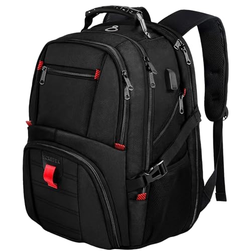 YOREPEK Large Backpack for Men, Extra Large Laptop Backpacks for Men Women, Water Resistant Travel Backpack Airline Approved Business Work Bag with USB Charging Port Fits 17 Inch Computer, Black