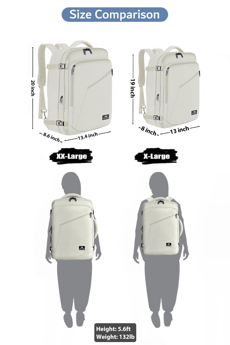 MATEIN Large Travel Backpack Women, Lightweight Carry on Backpack & Hidden Shoulder Straps, Waterproof Anti-Theft Daypack for Flight, Expandable Hiking Weekend Daypack, Travelling Gifts, Beige