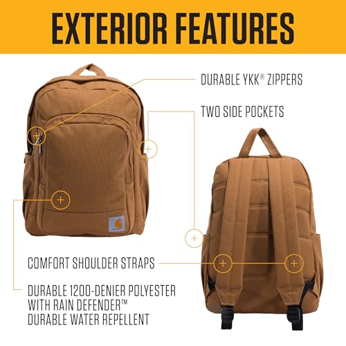 Carhartt 25L Classic Laptop Backpack, Durable Water-Resistant Pack W/ 15" Laptop Sleeve and Multiple Organizational Compartments, PFAS Free, Port