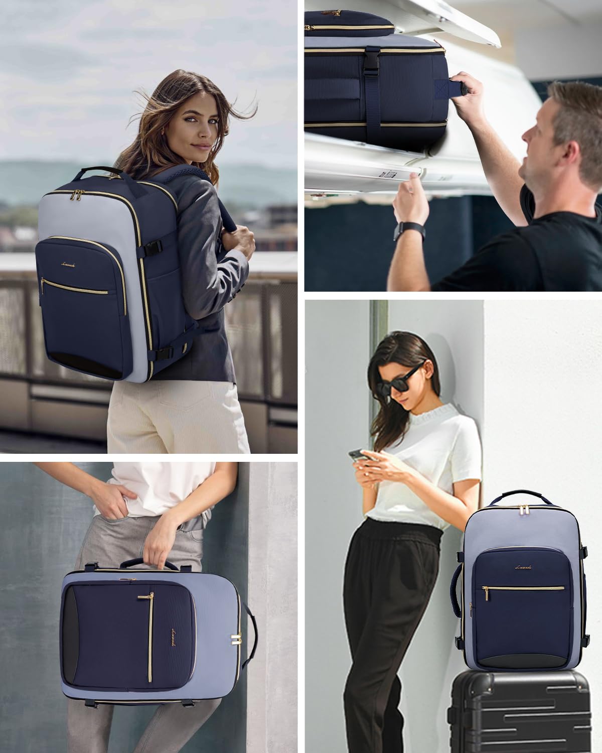 LOVEVOOK 40L Travel Backpack for Women & Men, Airline Approved Carry On Luggage with 3 Packing Cubes, TSA Overnight Bags, Waterproof Personal Item Bag, Weekender Essentials Backpacks fits 17" Laptop