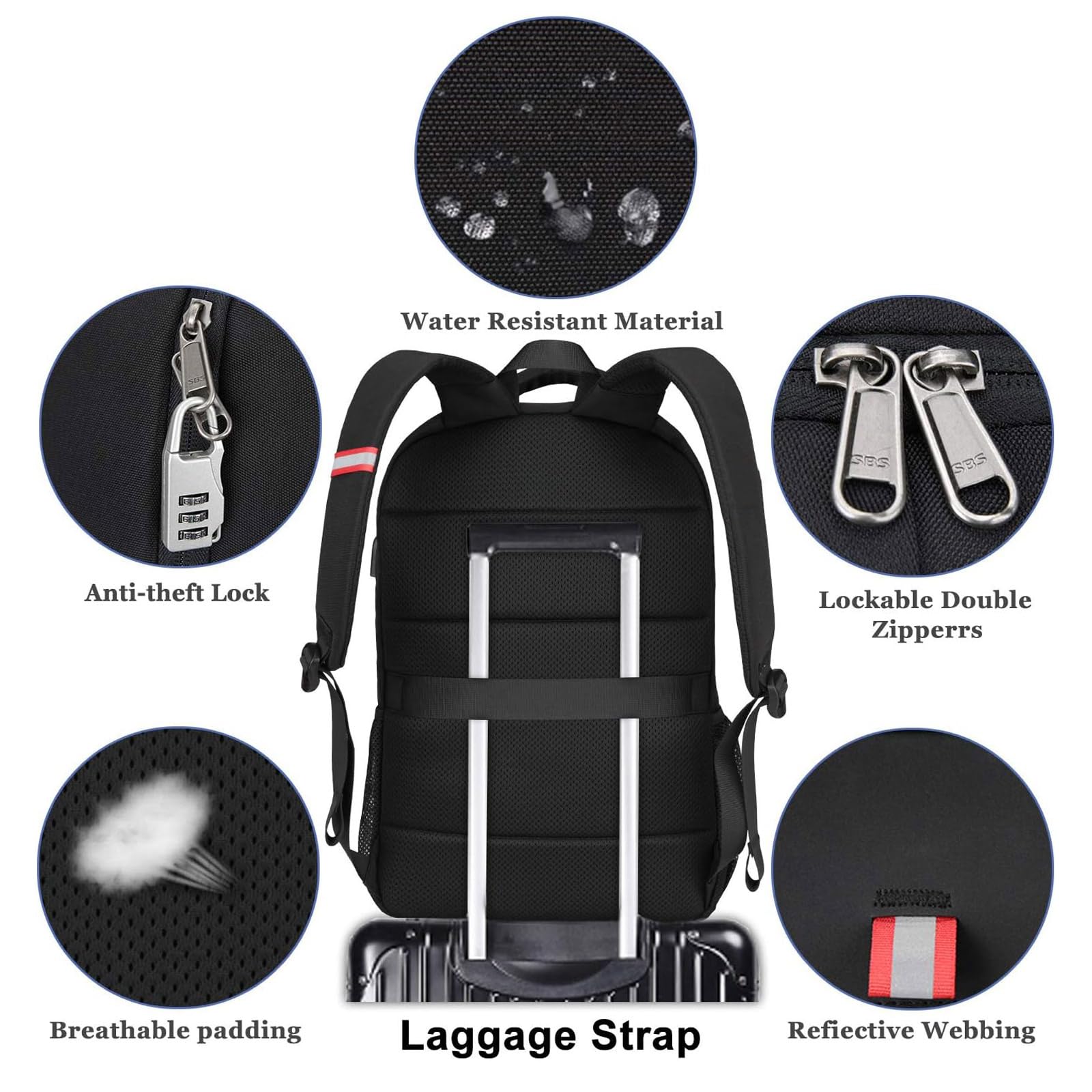 Laptop Backpack for Men, Large Anti-Theft Business Travel Backpack with USB Charging Port, Water Resistant College Computer Bag for Men/Women for 17 Inch Laptop and Notebook