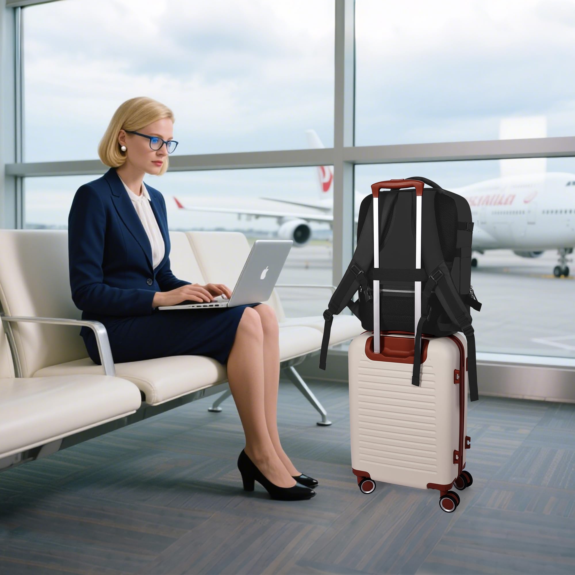 TILYMOL Travel Backpack for Women & Men, 15.6 inch Laptop Bag Flight Approved, Large Carry On Anti-theft Backpack for Travel Work Business Weekender