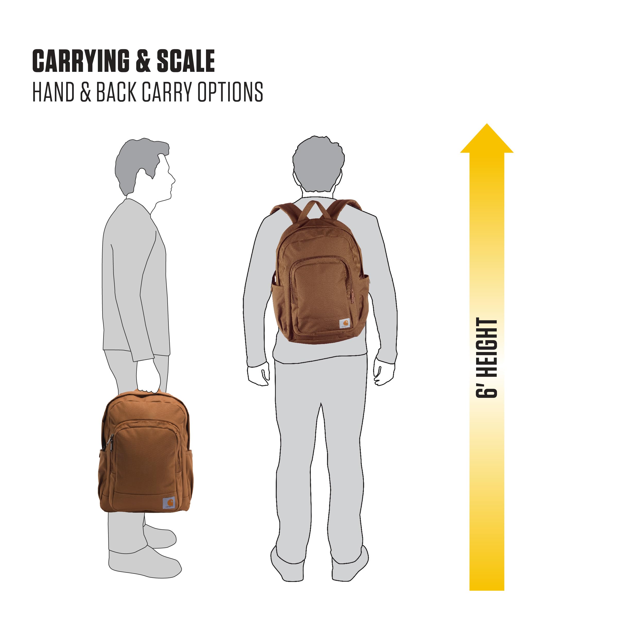 Carhartt 25L Classic Laptop Backpack, Durable Water-Resistant Pack W/ 15" Laptop Sleeve and Multiple Organizational Compartments, PFAS Free, Port