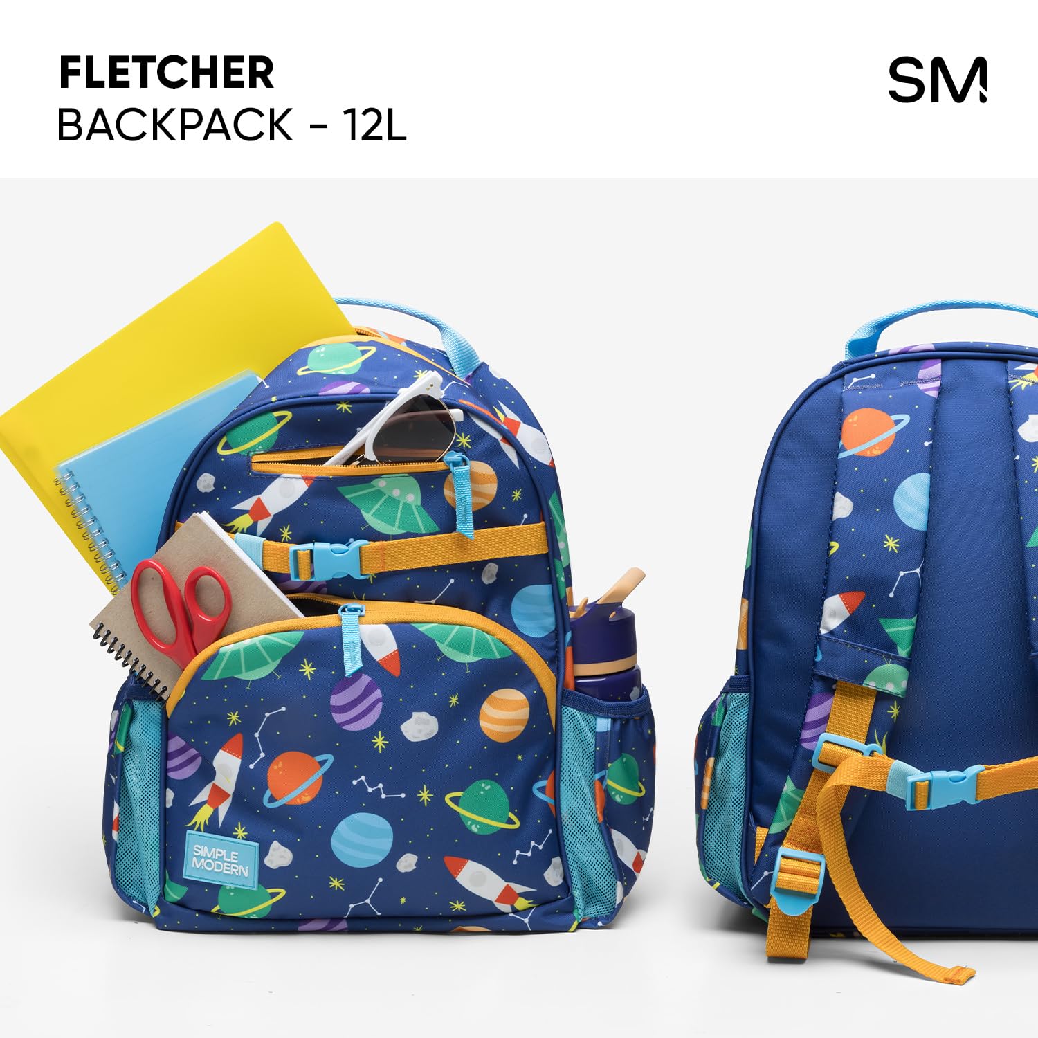 Simple Modern Medium Toddler Backpack for School Girls and Boys | Kindergarten Elementary Kids Backpack | Fletcher Collection | Kids - 15" tall | Outer Space