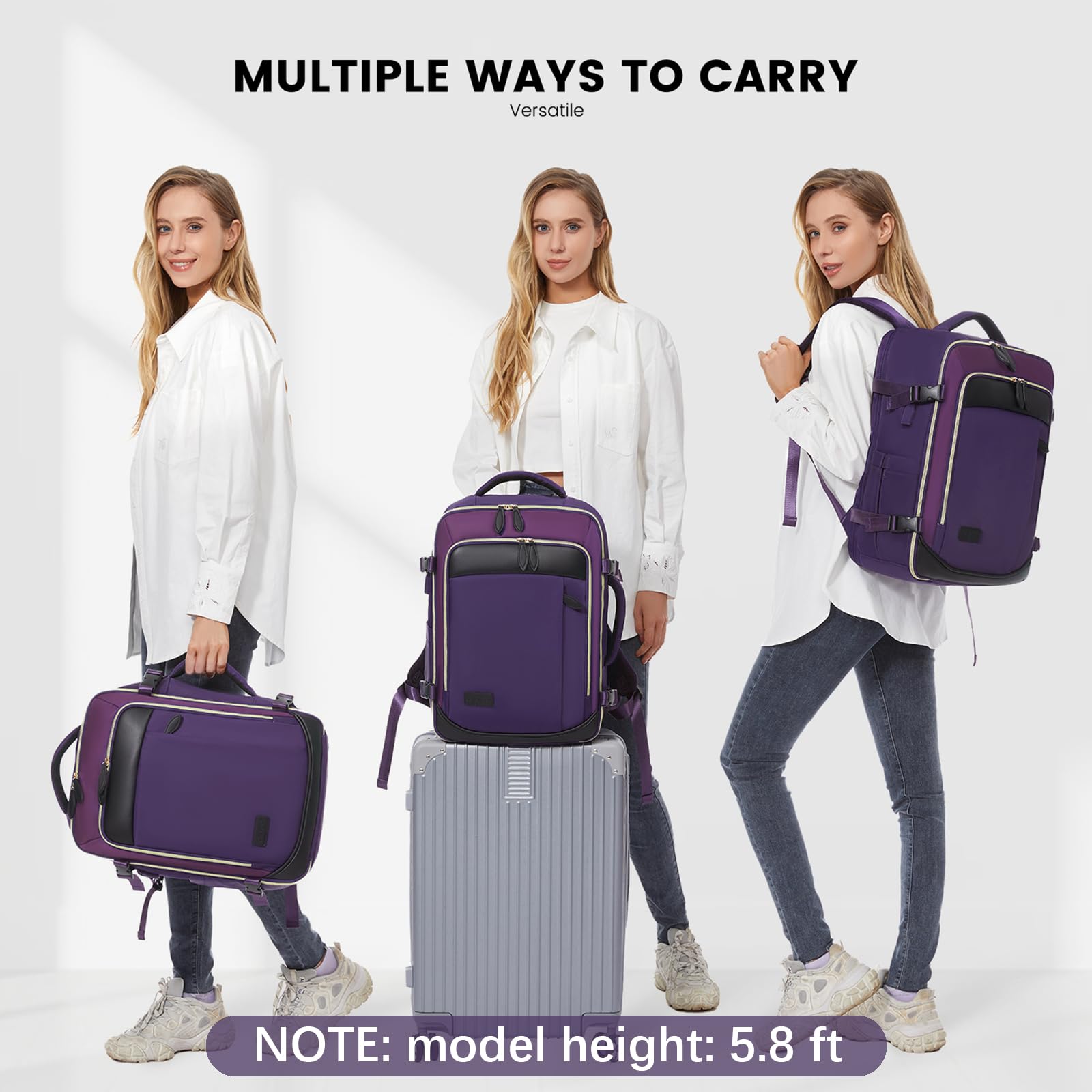 LOVEVOOK Travel Backpack for Women, 40L Carry On Backpack with 3 Packing Cubes,TSA Personal Item Travel Bag Airline Approved, Water Resistant Weekender Overnight Luggage Daypack, Fits 17 Inch Laptop