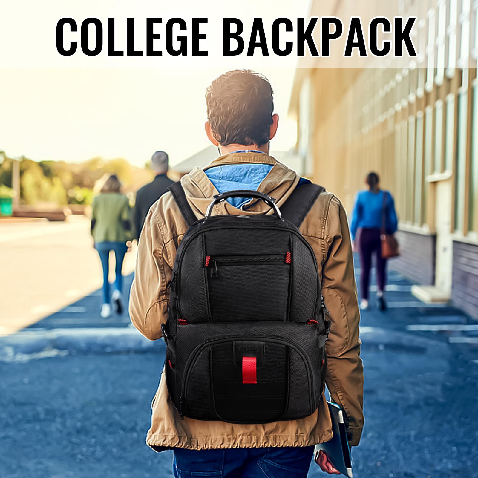YOREPEK Large Backpack for Men, Extra Large Laptop Backpacks for Men Women, Water Resistant Travel Backpack Airline Approved Business Work Bag with USB Charging Port Fits 17 Inch Computer, Black