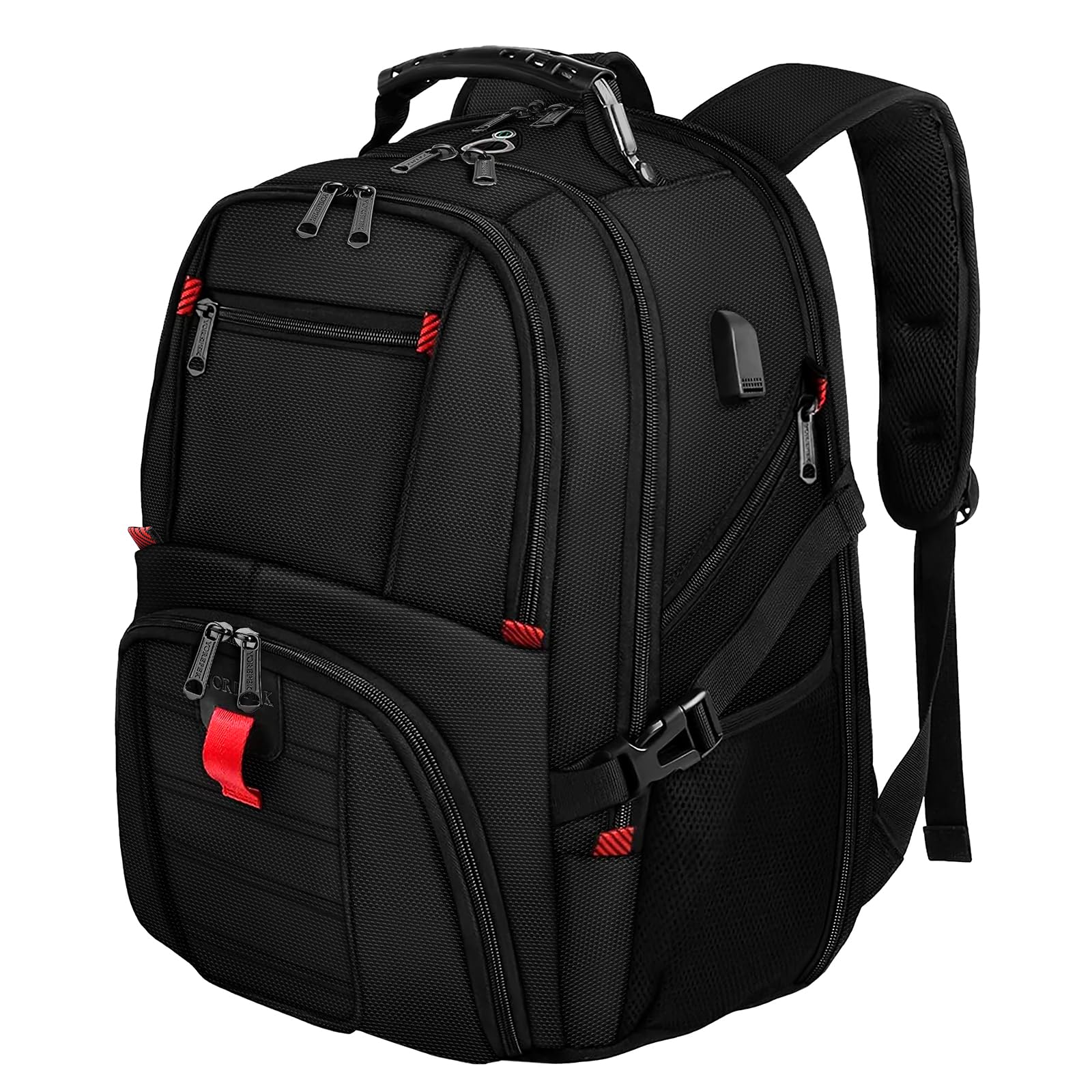 YOREPEK Large Backpack for Men, Extra Large Laptop Backpacks for Men Women, Water Resistant Travel Backpack Airline Approved Business Work Bag with USB Charging Port Fits 17 Inch Computer, Black