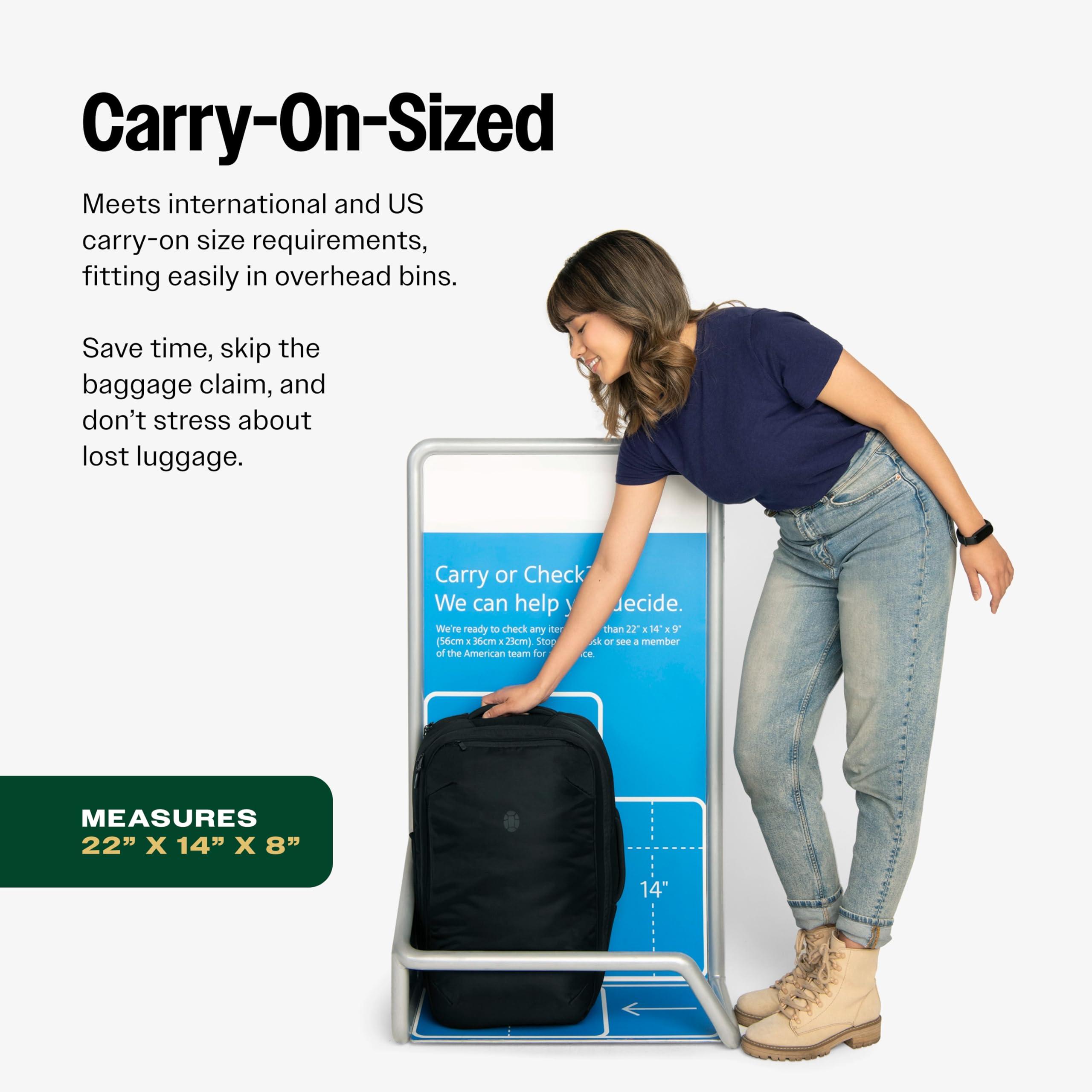 Tortuga 40L Travel Backpack Lite, Black - Large Carry-On Travel Backpack for Men and Women - Durable, Comfortable, Easy to Pack, Airline-Approved Bag with Laptop Compartment