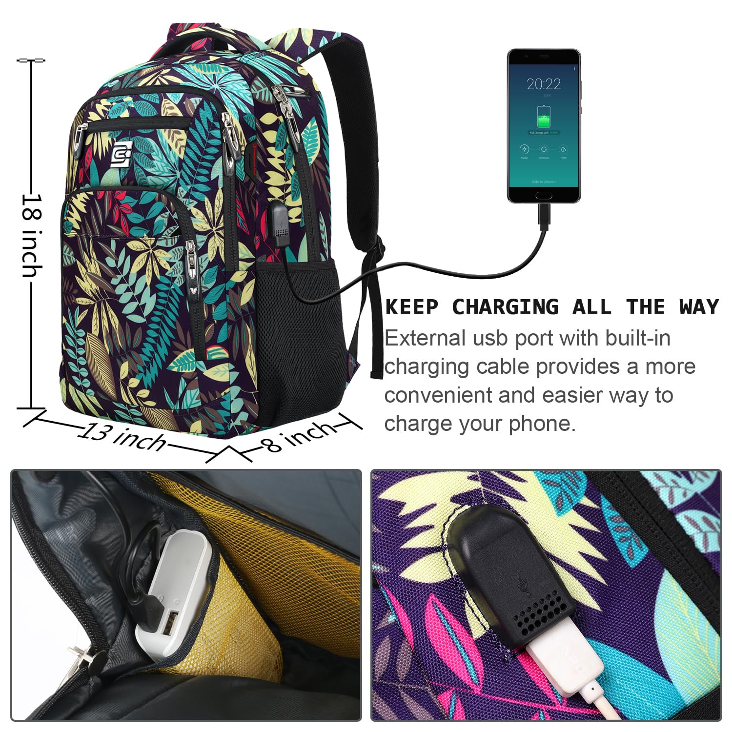 Laptop Backpack,Business Travel Anti Theft Slim Durable Laptops Backpack with USB Charging Port,Water Resistant College Computer Bag for Women & Men Fits 15.6 Inch Laptop and Notebook