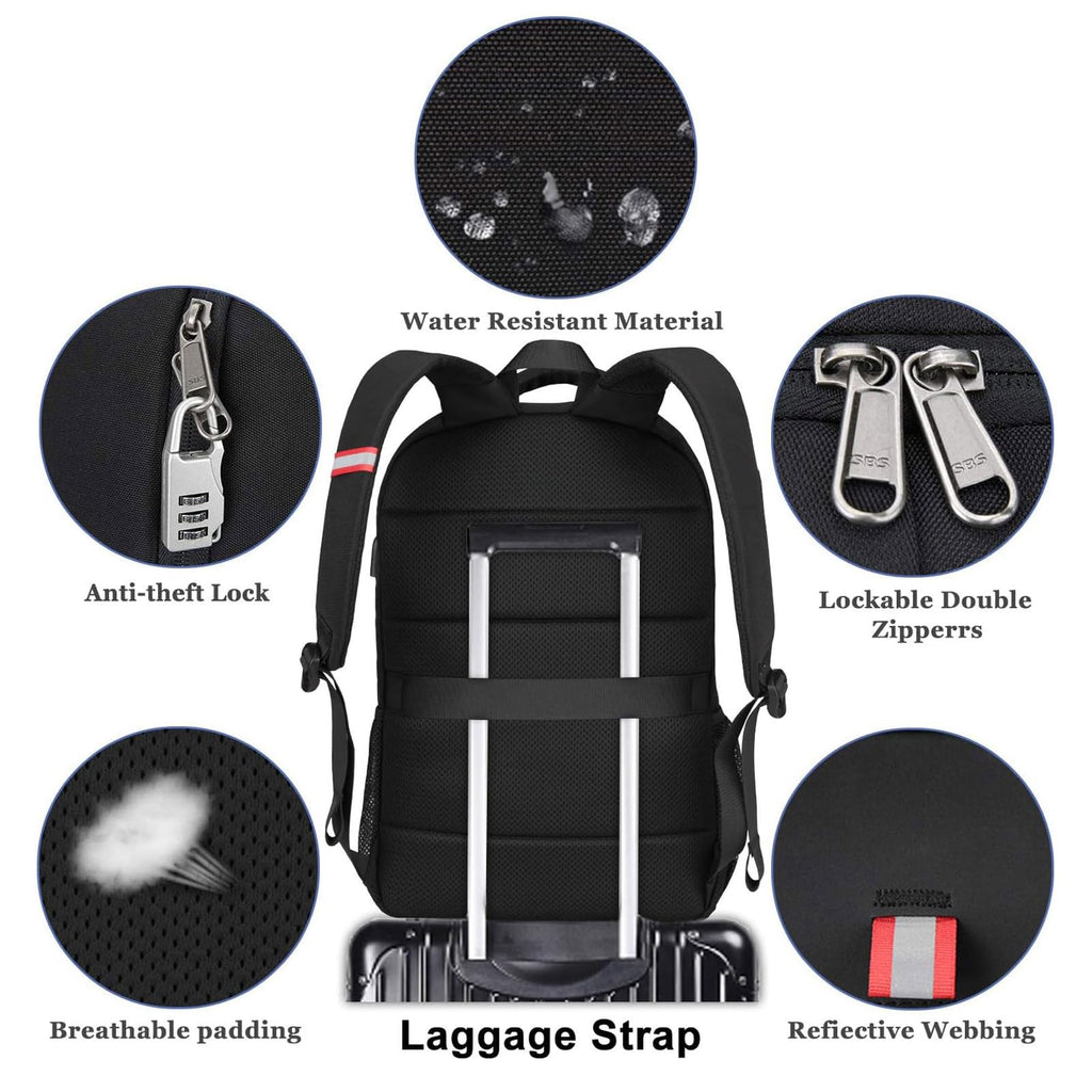 Laptop Backpack for Men, Large Anti-Theft Business Travel Backpack with USB Charging Port, Water Resistant College Computer Bag for Men/Women for 17 Inch Laptop and Notebook