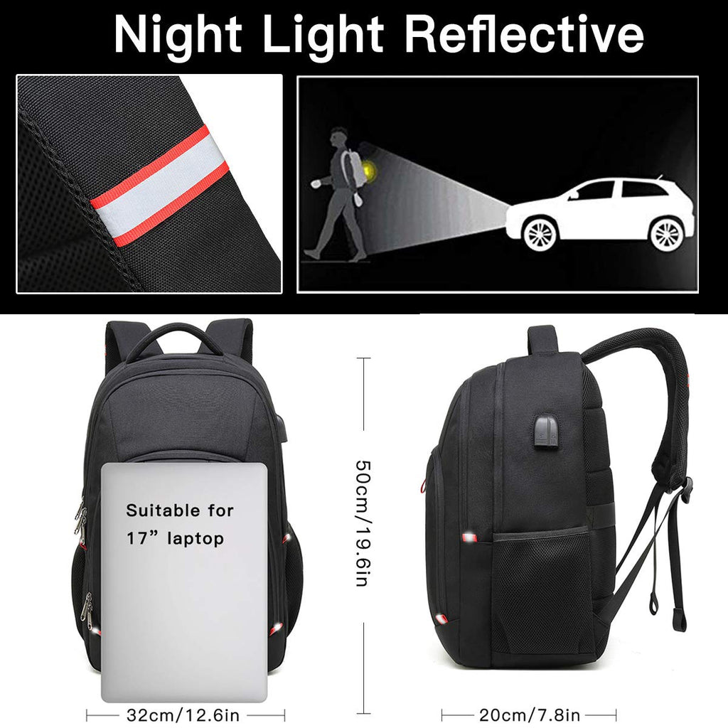 Laptop Backpack for Men, Large Anti-Theft Business Travel Backpack with USB Charging Port, Water Resistant College Computer Bag for Men/Women for 17 Inch Laptop and Notebook