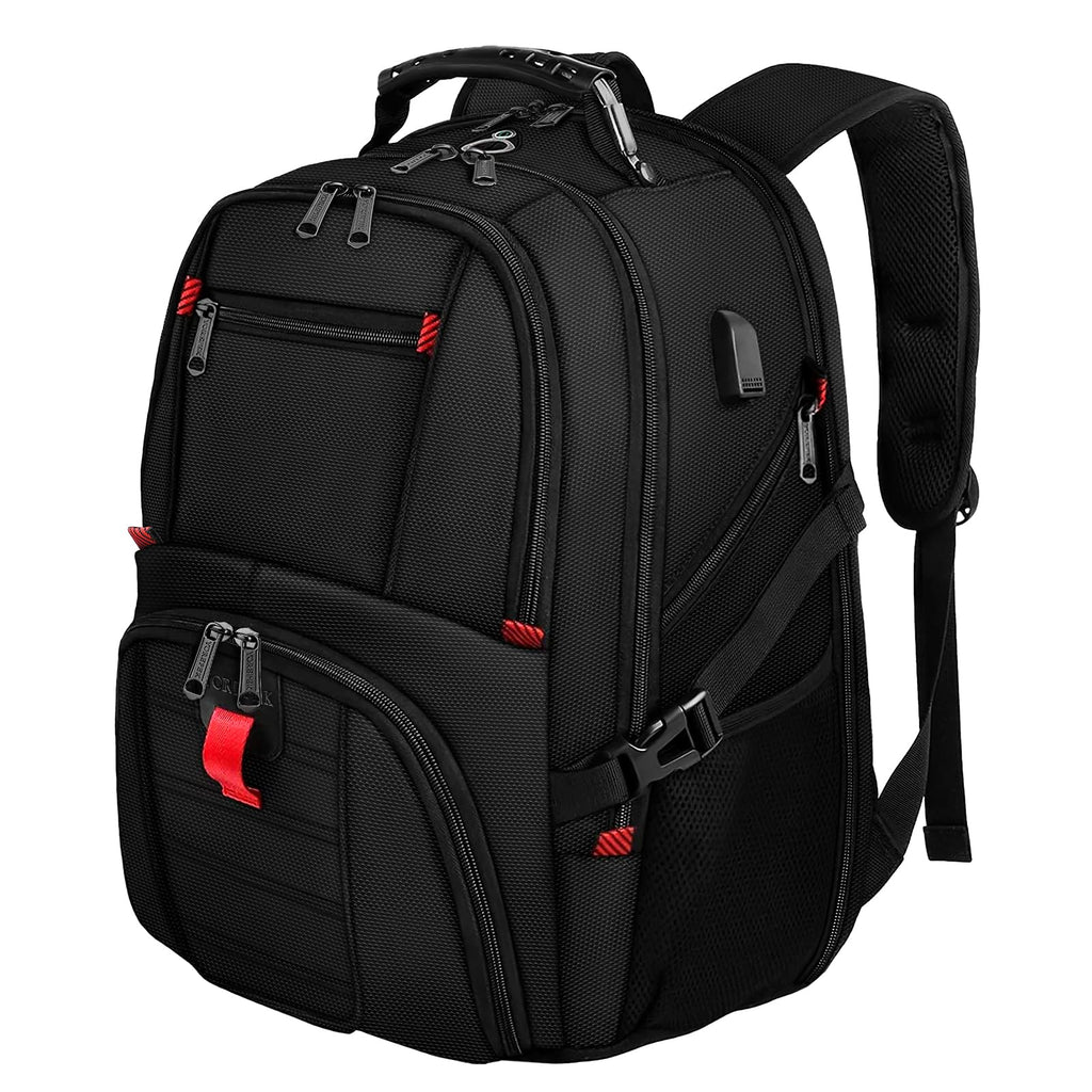 YOREPEK Large Backpack for Men, Extra Large Laptop Backpacks for Men Women, Water Resistant Travel Backpack Airline Approved Business Work Bag with USB Charging Port Fits 17 Inch Computer, Black