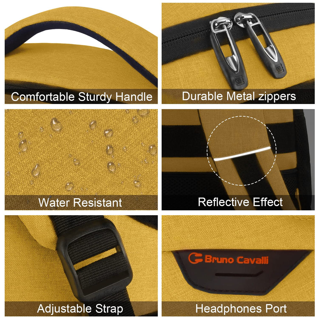 Laptop Backpack,Business Travel Anti Theft Slim Durable Laptops Backpack with USB Charging Port,Water Resistant College Computer Bag for Women & Men Fits 15.6 Inch Laptop and Notebook-Yellow