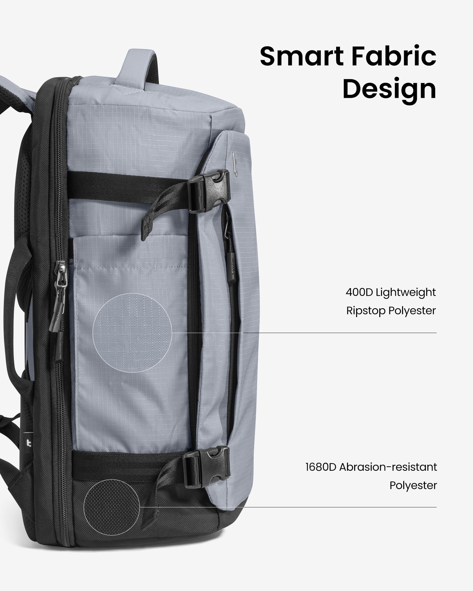 tomtoc Travel Backpack 40L, TSA Friendly Flight Approved Carry-on Luggage Hand Water-resistant Lightweight Business Rucksack, Durable Large Weekender Bag Daypack Fits 17.3 Inch Laptop