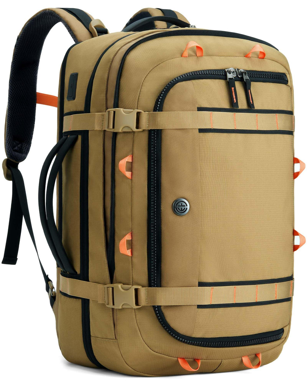 Tolaccea Travel Backpack, TSA Flight Approved Carry On Travel Laptop Backpack for Women Men, Dual Laptop Storage for 17.3" and 15.6" Laptop, Large Luggage Backpack 40-45L Expandable (Khaki)